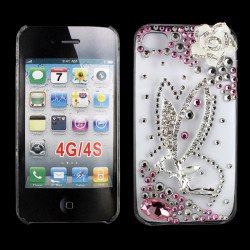 iPhone 4S 4 3D Clear Crystal Fairy Diamond Case (Silver)